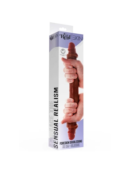 GET REAL - DILDO DOBLE DONG DE SILICONA CARAMELO 35 CM