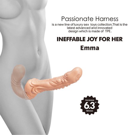 BAILE - EMMA GETEXTUREERDE DUBBELE PENETRATIE STRAP-ON FLESH