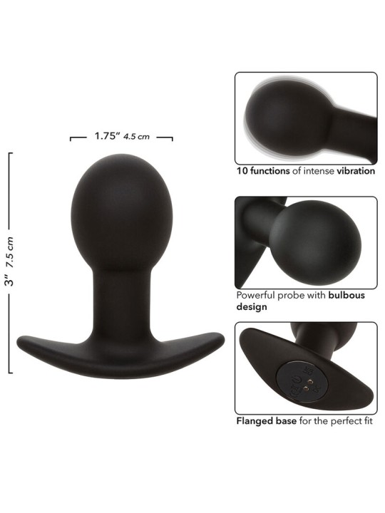 CALEXOTICS - ROCK BOTTOM PLUG ANAL 10 VIBRAÇÕES SILICONE PRETO