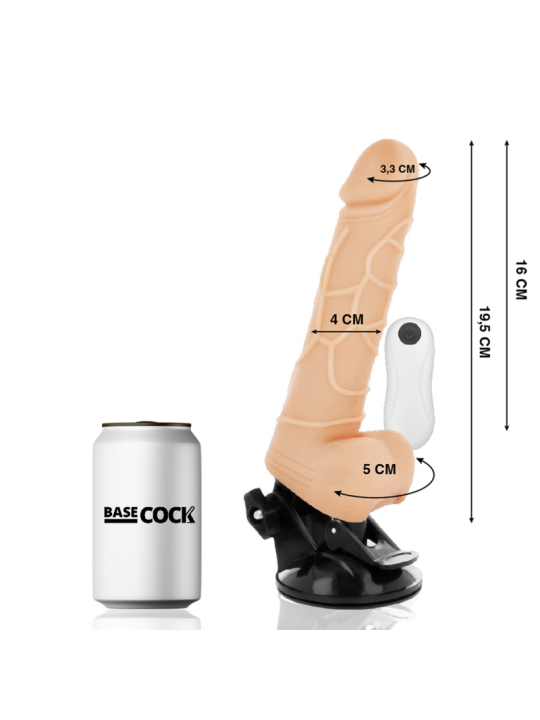 BASECOCK - VIBRATEUR RÉALISTE TÉLÉCOMMANDE NATUREL AVEC TESTICULES19.5