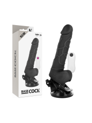 BASECOCK - VIBRADOR REALÍSTICO CONTROL REMOTO NEGRO CON TESTÍCULOS 19.