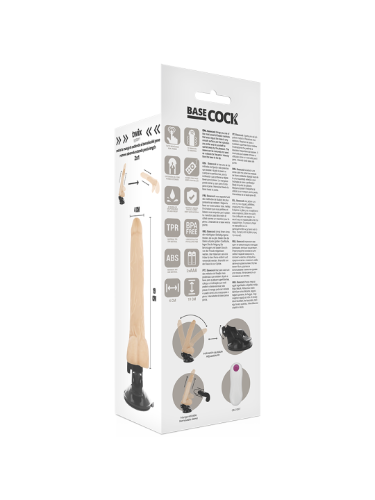 BASECOCK - VIBRADOR REALÍSTICO CONTROL REMOTO NATURAL 19 CM -O- 4 CM