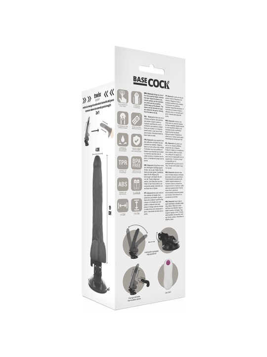 BASECOCK - VIBRADOR REALÍSTICO CONTROL REMOTO NEGRO 19 CM -O- 4 CM