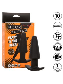 CALEXOTICS - ROCK BOTTOM PLUG ANAL CÔNICO 10 VIBRAÇÕES SILICONE PRETO