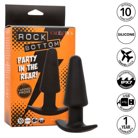 CALEXOTICS - ROCK BOTTOM TAPPO ANALE CONICO 10 VIBRAZIONI SILICONE NER
