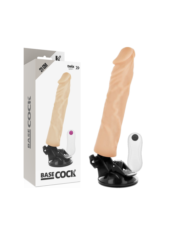 BASECOCK - REALISTISCHER VIBRATOR MIT FERNBEDIENUNG NATURWEISS 21 CM -