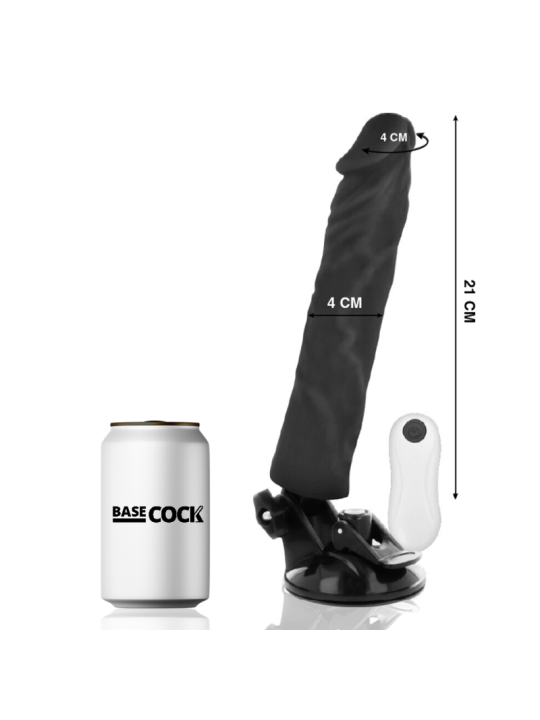 BASECOCK - VIBRATEUR RÉALISTE TÉLÉCOMMANDE NOIR 21 CM -O- 4 CM