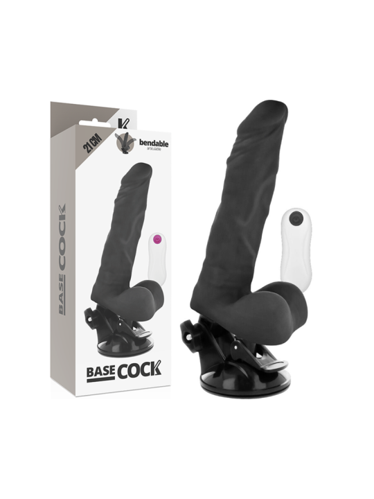 BASECOCK - VIBRADOR REALÍSTICO ARTICULABLE CONTROL REMOTO NEGRO 21 CM 