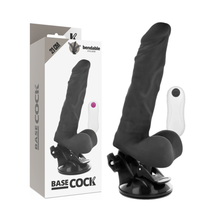 BASECOCK - ZWARTE AFSTANDSBEDIENING GELEIDE VIBRATOR 21 CM -OF- 5 CM