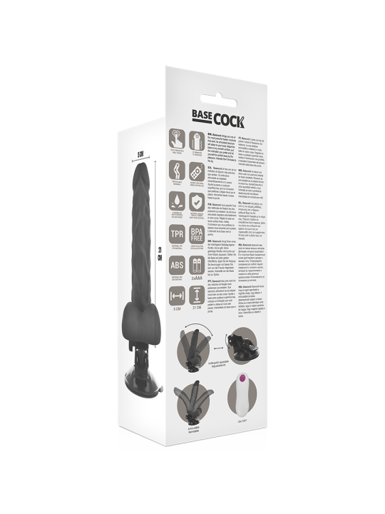 BASECOCK - ARTIKULIERBARER VIBRATOR MIT FERNBEDIENUNG SCHWARZ 21 CM -O
