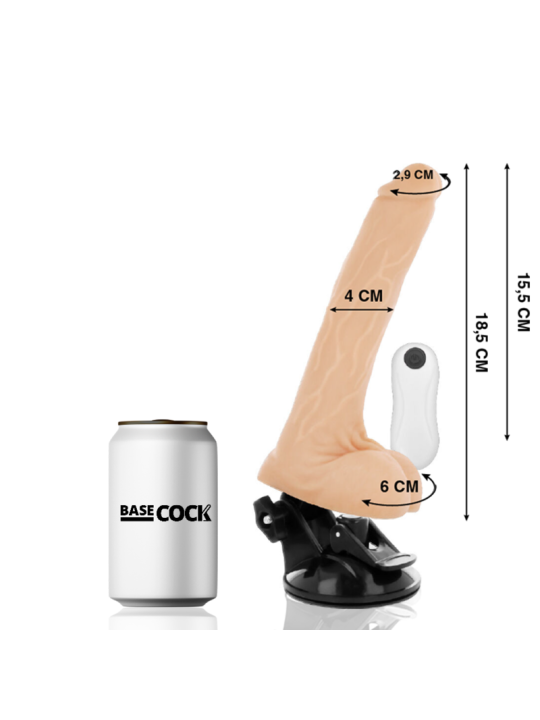 BASECOCK - VIBRATORE ARTICOLABILE TELECOMANDO NATURALE 18.5 CM -O- 4 C