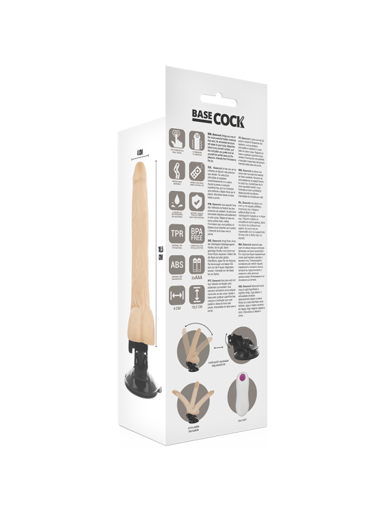 BASECOCK - VIBRATORE ARTICOLABILE TELECOMANDO NATURALE 18.5 CM -O- 4 C