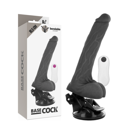 BASECOCK - VIBRADOR REALÍSTICO ARTICULABLE CONTROL REMOTO NEGRO 18.5 C