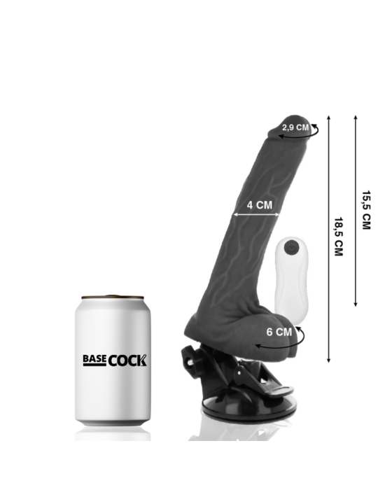 BASECOCK - VIBRADOR REALÍSTICO ARTICULABLE CONTROL REMOTO NEGRO 18.5 C