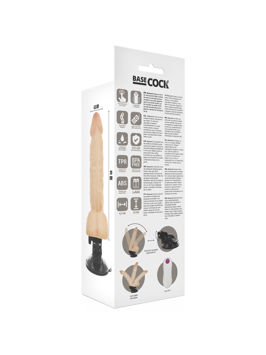 BASECOCK - VIBRATEUR ARTICULABLE TÉLÉCOMMANDE NATUREL 20 CM -O- 4.5 CM