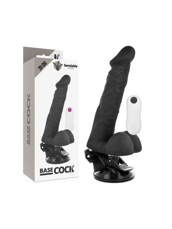 BASECOCK - VIBRADOR REALÍSTICO ARTICULABLE CONTROL REMOTO NEGRO 20 CM 