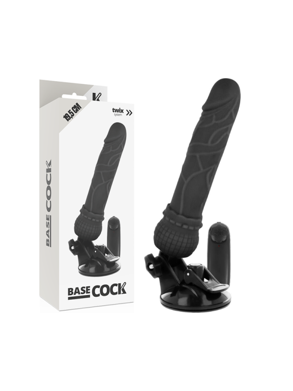 BASECOCK - VIBRADOR REALÍSTICO CONTROL REMOTO NEGRO 19.5 CM -O- 4 CM