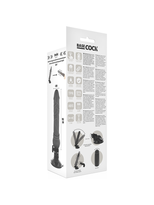 BASECOCK - REALISTIC VIBRATOR REMOTE CONTROL BLACK 19.5 CM -O- 4 CM