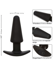 CALEXOTICS - ROCK BOTTOM PLUG ANAL CÔNICO 10 VIBRAÇÕES SILICONE PRETO