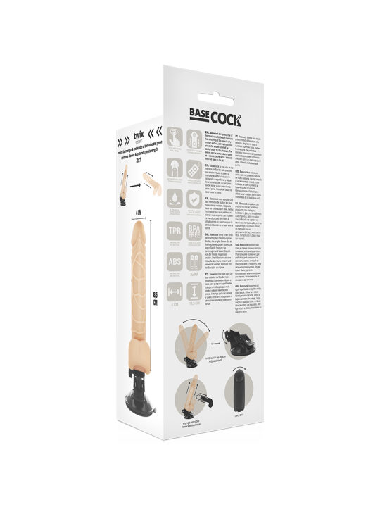 BASECOCK - VIBRATEUR TÉLÉCOMMANDE NATUREL RÉALISTE 18.5 CM -O- 4CM