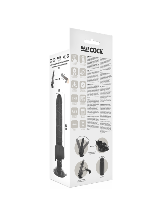 BASECOCK - REALISTISCHER VIBRATOR MIT FERNBEDIENUNG SCHWARZ 18.5 CM -O