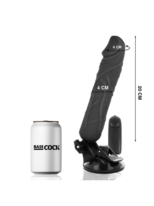 BASECOCK - CONTROLE REMOTO VIBRADOR REALÍSTICO PRETO 20 CM -O- 4 CM