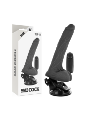 BASECOCK - VIBRADOR REALÍSTICO CONTROL REMOTO NEGRO CON TESTÍCULOS 20 