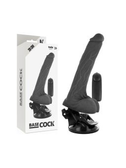 BASECOCK - REALISTIC BLACK REMOTE CONTROL VIBRATOR WITH TESTICLES 20 C