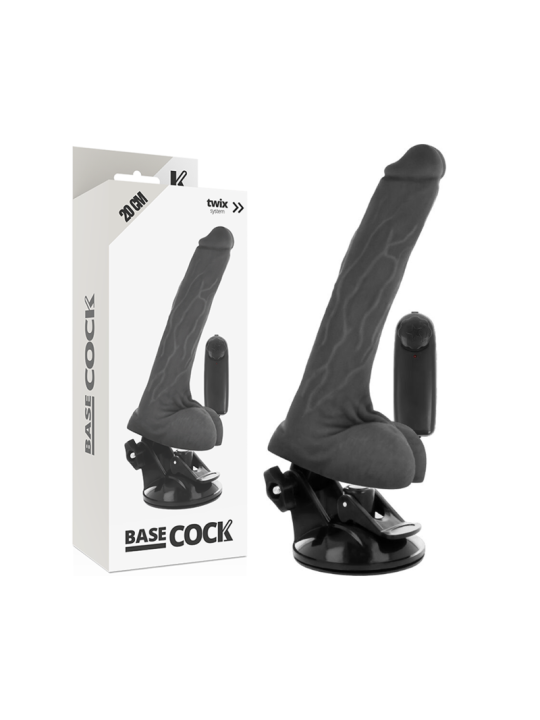 BASECOCK - VIBRADOR REALÍSTICO CONTROL REMOTO NEGRO CON TESTÍCULOS 20 