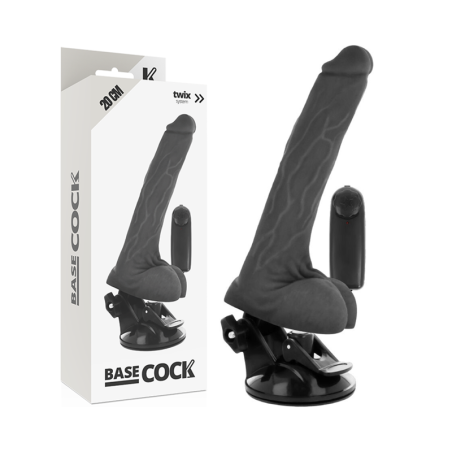 BASECOCK - REALISTIC BLACK REMOTE CONTROL VIBRATOR WITH TESTICLES 20 C