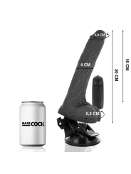BASECOCK - VIBRATEUR RÉALISTE NOIR TÉLÉCOMMANDE AVEC TESTICULES 20 CM 