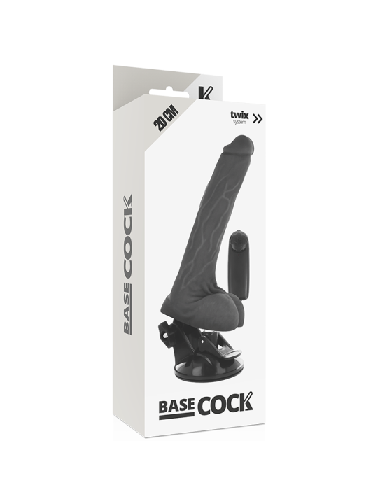 BASECOCK - VIBRADOR REALÍSTICO CONTROL REMOTO NEGRO CON TESTÍCULOS 20 