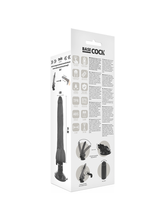 BASECOCK - ZWARTE REALISTISCHE VIBRATOR MET AFSTANDSBEDIENING MET TEST