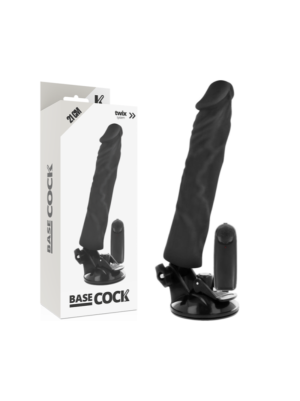 BASECOCK - VIBRADOR REALÍSTICO CONTROL REMOTO NEGRO 21 CM -O- 4 CM
