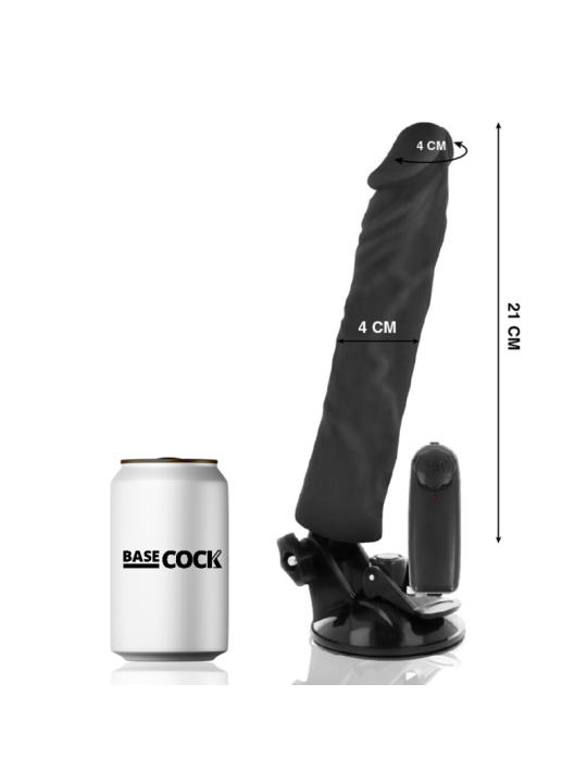 BASECOCK - VIBRADOR REALÍSTICO CONTROL REMOTO NEGRO 21 CM -O- 4 CM