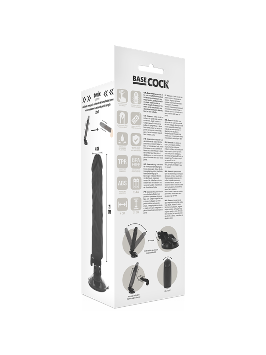 BASECOCK - REALISTIC VIBRATOR REMOTE CONTROL BLACK 21 CM -O- 4 CM