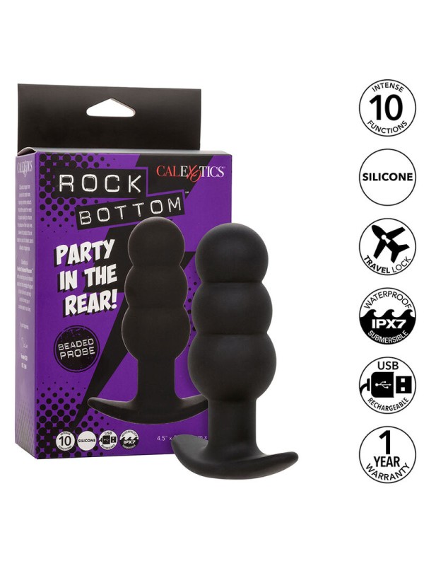 CALEXOTICS - ROCK BOTTOM ANAAL PLUG MET KRALEN 10 VIBRATIES SILICONEN 