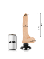 BASECOCK - VIBRADOR REALÍSTICO 2-1 NATURAL 18.5 CM -O- 4 CM