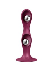 SATISFYER - DOUBLE BALL-R DILDO SILICONA GRANATE
