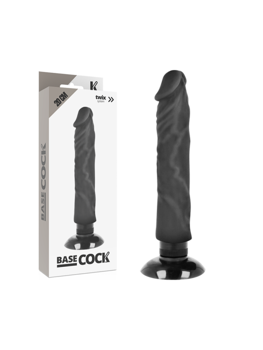BASECOCK - VIBRATEUR RÉALISTE 2-1 NOIR 20 CM -O- 4 CM