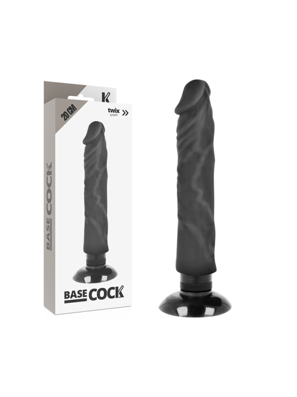 BASECOCK - VIBRATEUR RÉALISTE 2-1 NOIR 20 CM -O- 4 CM