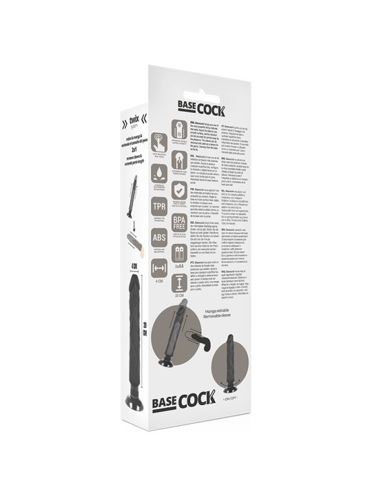 BASECOCK - VIBRATEUR RÉALISTE 2-1 NOIR 20 CM -O- 4 CM