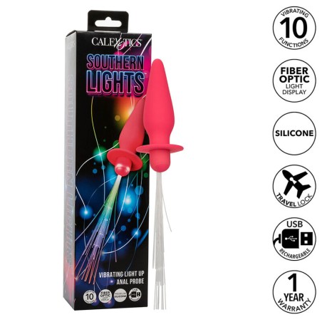 CALEXOTICS - SOUTHERN LIGHTS LIGHT UP ANAL PLUG 10 VIBRAÇÕES SILICONE 