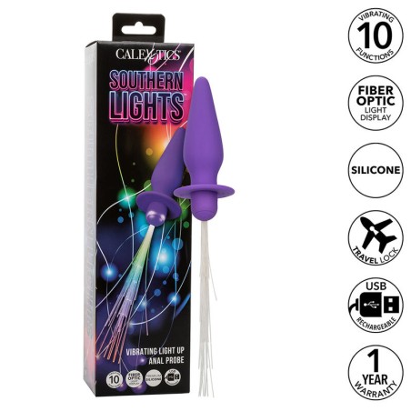 CALEXOTICS - SOUTHERN LIGHTS LIGHT UP ANAL PLUG 10 VIBRATIONS SILICONE