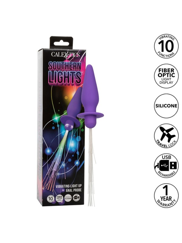 CALEXOTICS - SOUTHERN LIGHTS LIGHT UP ANAL PLUG 10 VIBRAÇÕES SILICONE 