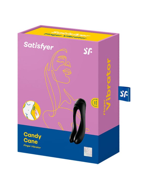SATISFYER - VIBRADOR DE DEDO CANDY CANE PRETO
