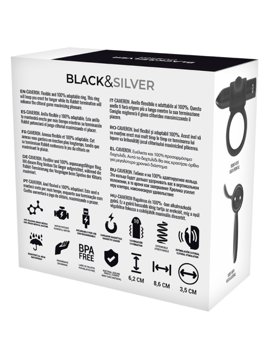 BLACK&SILVER - CAMERON AFSTANDSBEDIENING COCKRING WATCHME