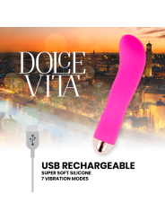 DOLCE VITA - RECHARGEABLE VIBRATOR TWO PINK 7 SPEEDS