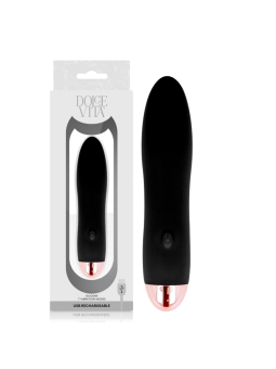 DOLCE VITA - VIBRATEUR RECHARGEABLE QUATRE NOIR 7 VITESSES