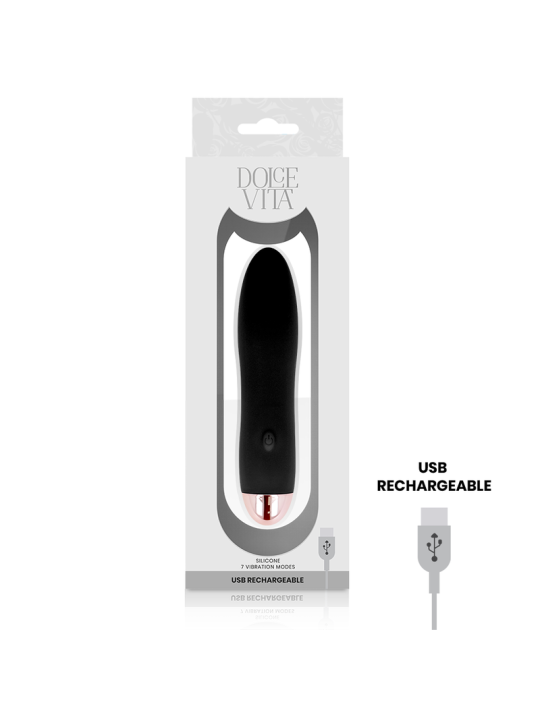 DOLCE VITA - VIBRADOR RECARREGÁVEL QUATRO PRETO 7 VELOCIDADES